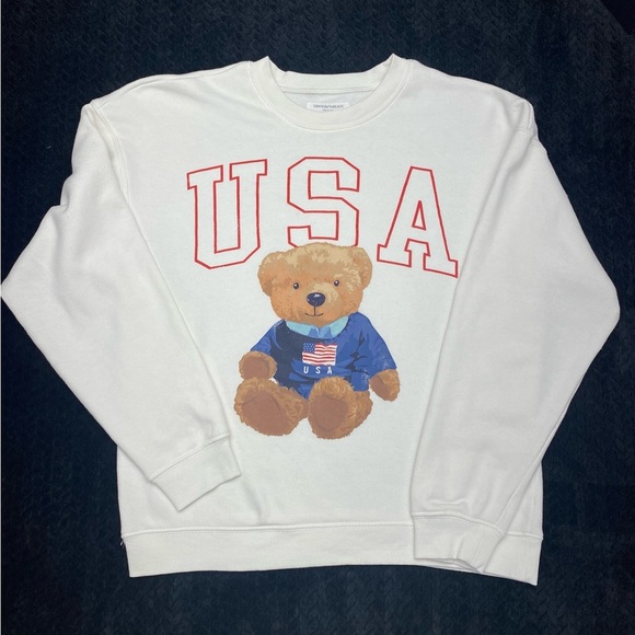 Grayson Threads White USA Sweatshirt W SM slight wear on the U SOFT COMFORT - Picture 1 of 10
